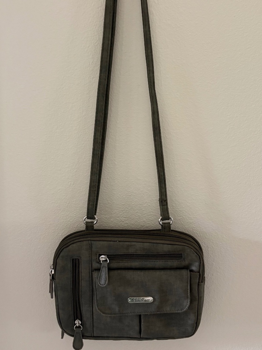 MultiSac Crossbody Organizer Bag-Gray with a slight green undertone